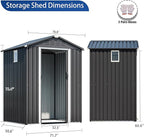 JYQAQA 6x4 FT Outdoor Storage Shed,Waterproof Metal Garden Sheds with Lockable Double Door,Weather Resistant Steel Tool Storage House Shed for Garden,Patio,Lawn, Gray