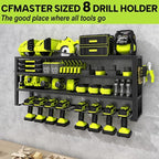 Large Power Tool Organizer Wall Mount,4 Layers 8 Drill Holder Heavy Duty Metal Cordless Tool Storage Loads 420lbs with Screwdriver Holder,Utility Racks for Garage, Workshop, Pegboard, Shed - 32 Inch
