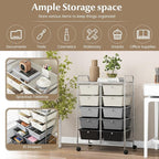 RELAX4LIFE Rolling Storage Cart with 10 Drawers - Craft Storage Cart with Lockable Wheels,Utility Cart, Art Cart Organizer for Crafting Storage, Studio, Office, Home, School Rolling Drawer Cart
