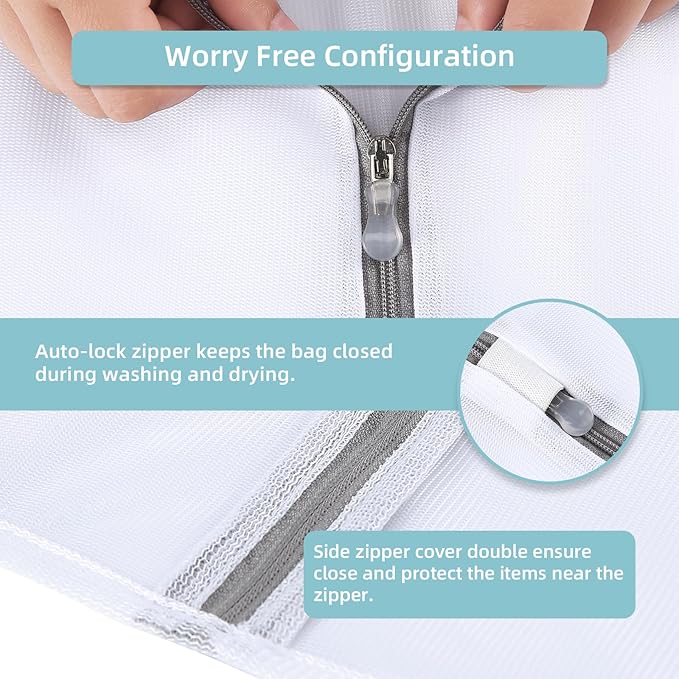 GOGOODA Mesh Laundry Bags for Delicates Durable Protective Wash Bags Travel Storage Bags for Intimates Lingerie, 3PCS（3M）