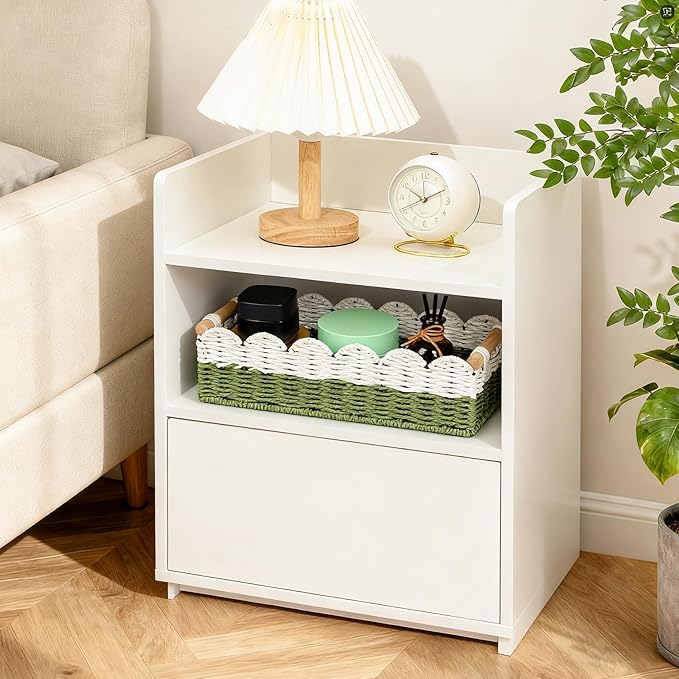 Scalloped Edge Toilet Paper Storage Basket for Bathroom Decor,Handwoven Small Paper Rope Tank Basket for Over Toilet Storage Shelf, End Table,Shelves and More, with 2 Wooden Handle