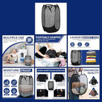 DecorRack 1 Pack Mesh Pop Up Laundry Hamper, Lightweight Foldable Clothes Basket with Easy Carry Handles, Durable Mesh Design for Air Circulation and Simple Storage, Black (1 Pack)