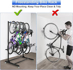 Freestanding Bike Storage Rack, Hold Up to 5 Bikes Sturdy Steel Bicycle Rack, Bike Storage Racks for Garage Organizer, Indoor and Outdoor Bike Storage Rack