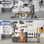 WALMANN Garage Sports Equipment Organizer Stand, Freestanding Ski & Snowboard Storage Rack with Ball Bin and Golf Bag Holder, Multi-Sport Storage for Garage