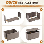 Outdoor Storage Box, Resin Deck Boxes Indoor and outdoor, Waterproof Storage Box Lockable Lid (Grey, 110 Gallon)
