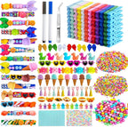 100 Set Cheer Pins Spirit Clips, 100 Wooden Colored Clothes Pins 170 Resin Animals Ducks Bows Accessories and Stickers Pen 300 Beads Pearls for Cheerleading Backpacks Cheer Gifts Bulk