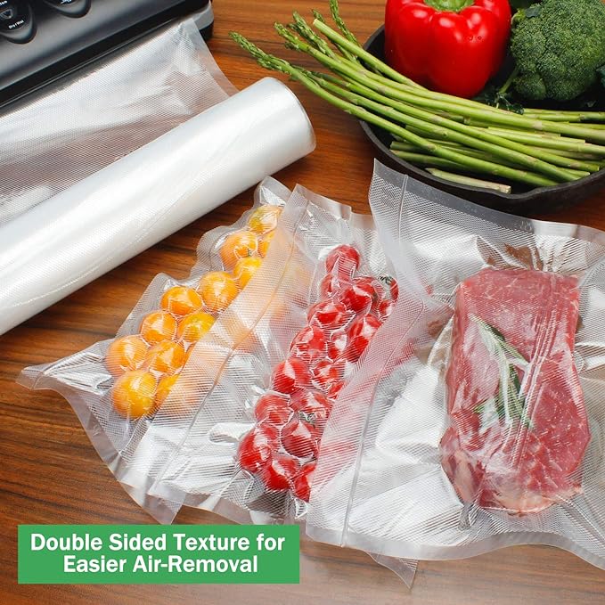 Vacuum Sealer Bags Rolls (2-Pack), 8” X 50’ Heavy Duty Commercial Grade Embossed Bags for Food Preservation Freezer Sous Vide Cooking(Total 100 Feet)