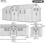 Lifetime 20 x 8 Ft. Outdoor Storage Shed with Steel Reinforced HDPE Walls, Lockable Doors, Windows, Skylights, Adjustable Shelving, Slip‑Resistant Floor, UV‑Protected Backyard Shed