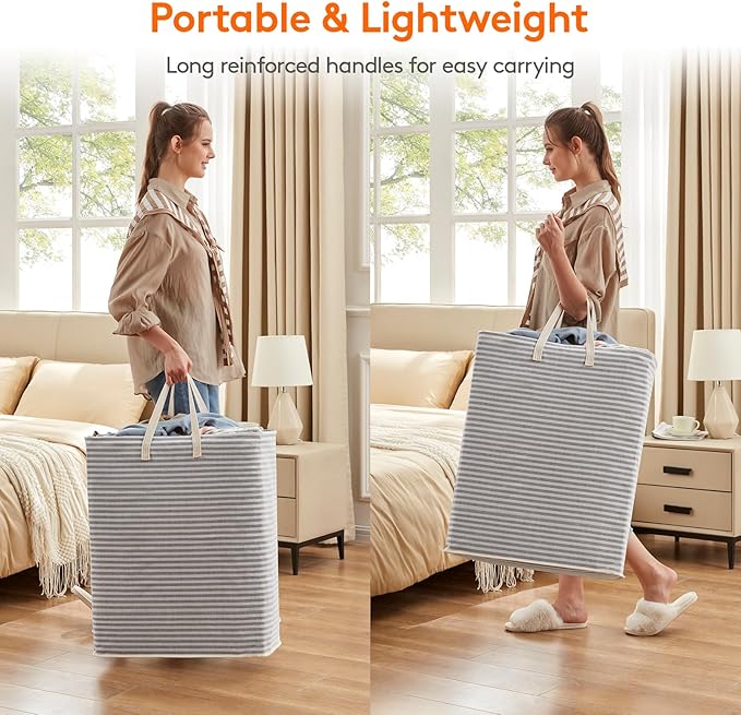 Lifewit 1 Pack Laundry Basket 125L Each, Collapsible Clothes Hamper with Reinforced Handles, Freestanding Waterproof Design for Bedroom and Laundry Room, Grey 125L Total
