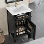 20 in Small Bathroom Vanity with Sink,Soft Closing Door,Tilt-Out Drawer and Adjustable Shelf,Solid Wood Modern Single Bathroom Sink Cabinet,Freestanding (Black)