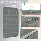 2-Pack Hanging Jewelry Organizer Storage, 40 Pockets 36 Hooks Necklace Earring Necklace Bracelet Ring Organizer, Double - Sided Design, Grey