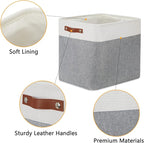 DULLEMELO Extra Large Storage Baskets, Fabric Storage Bins for Organizing Shelves Nursery Toys Books, Closet Baskets and Bins with Handles, White&Grey, 2-Pack