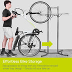 Bike Rack for Garage & Home by Delta Cycle - No Drilling Required - Fully Adjustable Gravity Storage Rack for Any Style Bicycle - Freestanding Vertical Rack