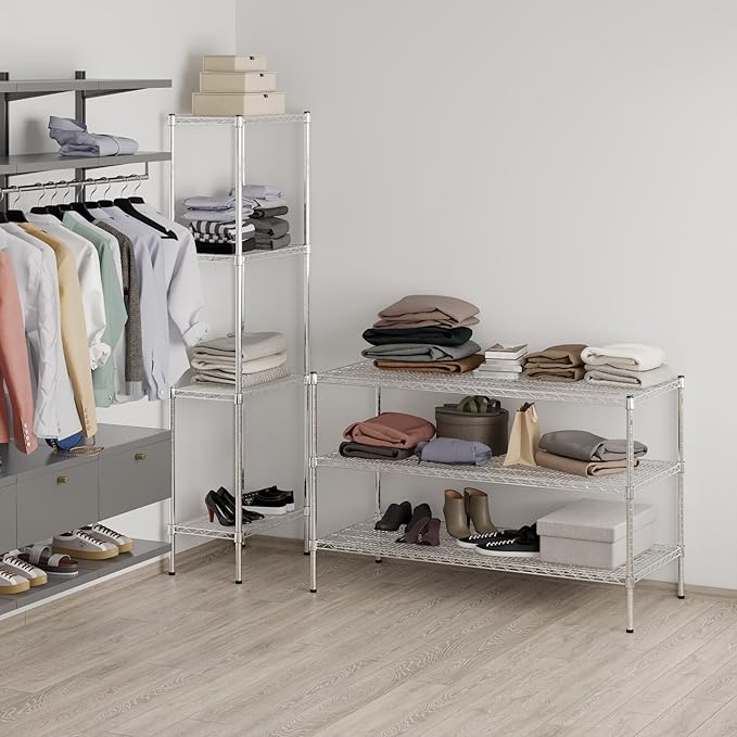 24" Deep x 54" Wide x 34" Height Wire Shelving Kit | 3-Tier | NSF Commercial Storage Rack Unit