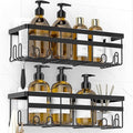 WOWBOX Shower Caddies 2 Pack - Adhesive Hanging Shower Shelf - Bathroom & Kitchen Organizers and Storage, No Drilling Stainless Shower Shelves for Home Decor Storage (Large), Black