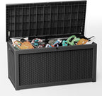 EasyUp 320 Gallon Outdoor Storage Box Waterproof, UV Resistant Resin Deck Box with Hydraulic Rod, Reinforced Stability for Patio, Garden, Rattan Black