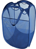 Smart Design Deluxe Mesh Pop Up Square Laundry Hamper w/ Side Pocket & Handles - VentilAir Fabric Collapsible Design - for Clothes & Laundry - Home - (Holds 2 Loads) (14 x 23 Inch) [Blue]