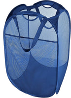Smart Design Deluxe Mesh Pop Up Square Laundry Hamper w/ Side Pocket & Handles - VentilAir Fabric Collapsible Design - for Clothes & Laundry - Home - (Holds 2 Loads) (14 x 23 Inch) [Blue]
