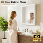 Antok Medicine Cabinet with Mirror 15x19 inch, Wall-Mounted Bathroom Mirrors with Storage Modern, in Recessed Vanity Medicine Cabinets Door Wooden Frame Shelf Surface Mount Over Sink Organizer, White