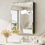 TokeShimi 24 x 32 Mirrored Medicine Cabinet, Assembly Required, Black Medicine Cabinet for Bathroom, Tempered Beveled Mirror, Stepless Adjustable Shelves, Recessed/Wall Mounted