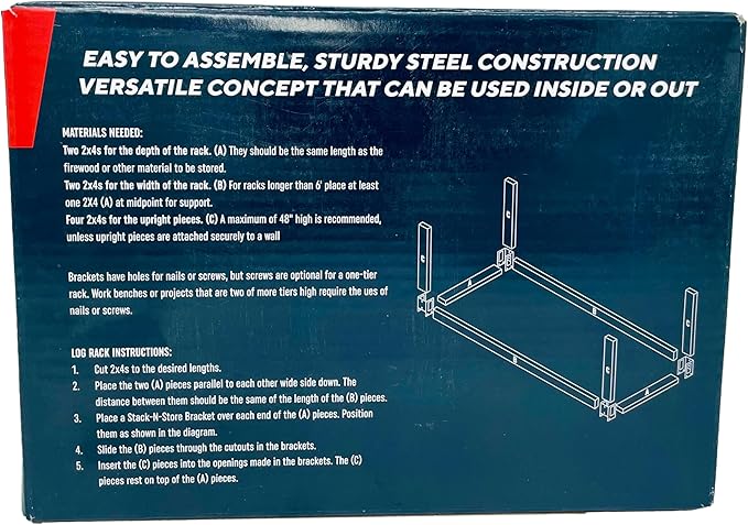 Rutland Stack N Store Corner Brackets for Building Storage Racks, Set of 4