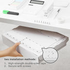Under Desk Drawer - Super Large Under Table Hidden Drawer Desk Accessories & Workspace Organizers Desktop Storage Pencil Slide Out Organizer with Screw Adhesive Tape Shelf Tray at Office
