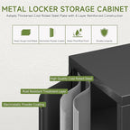 Metal Locker with Lock and 2 Adjustable Shelves, Small Storage Locker Cabinet with Detachable Legs for Office, School, Gym, Easy Assembly, Black