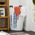 Gracious Living Easy Carry Flex Hamper, Large 87.5 Liter Lightweight Plastic Ventilated Laundry Basket Clothes Bin with Handles, White 3 Pack
