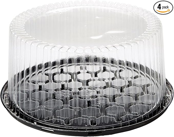 A1 Bakery Supplies 10-11inch Cake Double Layer Clear Cake Container Dome and Base Carry & Display Storage Box (4 Pack)