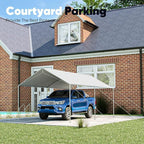 Quictent 10x20 ft Heavy Duty Car Canopy Galvanized Frame Carport Outdoor Party Tent Boat Shelter with 3 Reinforced Steel Cables - Gainsboro