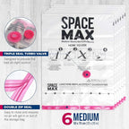 Medium 6 Pack | SPACE MAX Premium Space Saver Vacuum Storage Bags - Save 80% More Storage Space - Reusable, Double Zip Seal & Leak Valve, Includes Travel Hand Pump