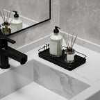 Bathroom Vanity Tray for Toiletries Makeup Perfume Candle Toilet Tank, Kitchen Tray for Soap Dispenser Spice Salt, Small Black Tray for Countertop Decor Coffee Nightstand 7.9”x4.4”
