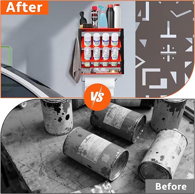 1 Pcs Wall Mount Spray Paint Can Holder, Heavy Duty Metal Spray Can Holder With 8 Holes ForGarage, Paint Can Storage Rack For Shop, Orange Tool Storage Self For Spray Can