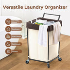 160L Laundry Hamper with Wheels and Handle, 2 Section Large Rolling Laundry Basket Bag with Wheels, Clothes Hamper Cart for Laundry, Bedroom, Bathroom and Dorm