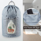 Seiritex Backpack Laundry Bag, Large Laundry Backpack with Detergent Holder and Adjustable Shoulder Straps for College Travel Dorm Room (Gray)