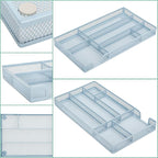 Annova Desk Drawer Organizer/Storage Tray - Metal Mesh with Dividers for Pens, Desktop Accessories, Bathroom, Kitchen, Makeup and Office Supplies (Small, Morandi Blue)