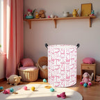 Baby Laundry Basket Kids Hamper Toy Storage Bin for Boys Room Decor Baby Nursery Hamper Gift Baskets for Bedroom Bathroom(Pink Bowknot)