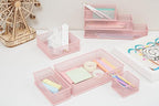 Annova Mesh Stackable Drawer Cabinet and Shelf Organizer Bins Storage Basket School Office Supply Holder Tray- Set of 2 (Light Pink, 6x9x2 Inch)