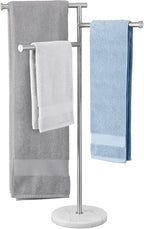 KES Free Standing Towel Racks for Bathroom with Weighted Marble Base, 40-Inch Floor Standing Towel Rack Stand, 3 Swivel Bars, Premium 18/8 Stainless Steel Brushed Finish, BTH219-2