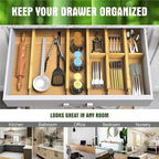 ANTOWIN Bamboo Drawer Dividers Organizers, Drawer Separators Splitter,13-17 inches Long Adjustable Spring-loaded Organizer for Large Utensil, Clothes, Tools Drawers (4+3)