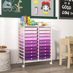 GOFLAME 20-Drawer Rolling Storage Cart, Multifunctional Art Craft Organizer Cart, Mobile Utility Storage Cart with Removable Drawers & Lockable Wheels, Craft Cart for Home Office, Purple Gradient