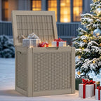 YITAHOME 32 Gallon Rattan Deck Box, Indoor Outdoor Storage Box for Patio Furniture, Pool Accessories, Cushions, Garden Tools, Sports Equipment, Waterproof Resin with Lockable Lid & Side Handles,Brown