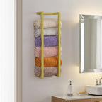 Towel Rack for Rolled Towels, Towel Rack for Bathroom,Wall Mounted Metal Bathroom Organizer, Bath Towel Holder Wall for Modern Small Space Bathroom Towel Storage