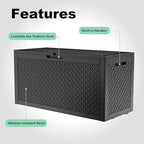 110 Gallon Outdoor Storage Box,Large Waterproof Resin Deck Box,Lockable Storage Container with Reinforced Support for Patio Cushions,Garden Tools,UV-Resistant(Black,110Gallon)