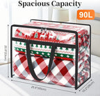 Clear Clothes Storage Bags, 4 Pack Closet Organizers and Under Bed Storage Containers, Foldable Moving Bags with Zippers for Comforter, Blanket, Bedding, Duvet, PVC Packing Bags 90L