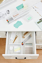 Annova Mesh Stackable Drawer Cabinet and Shelf Organizer Bins Storage Basket School Office Supply Holder Tray- Set of 2 (White, 3x6x2 Inch)