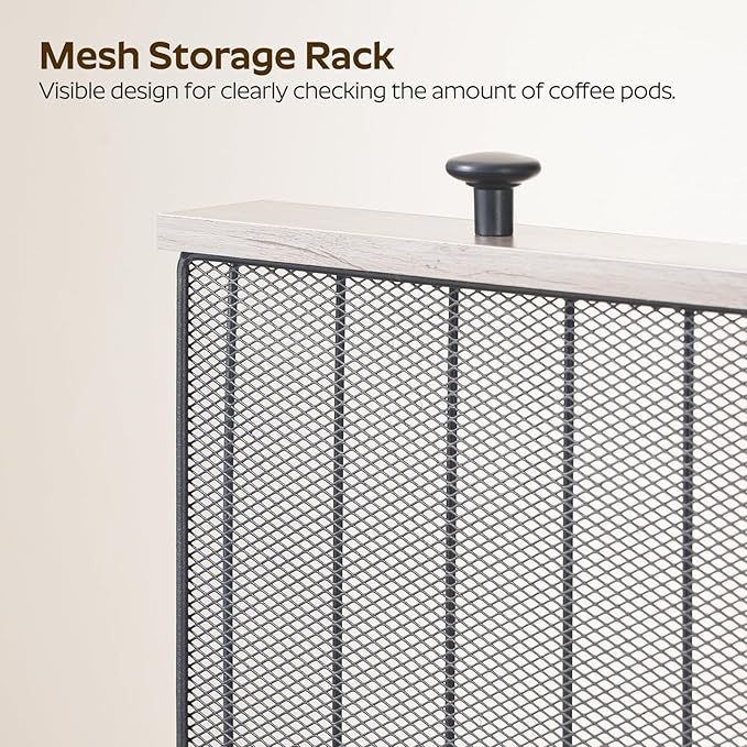 Coffee Pod Drawer Holder, Coffee Pod Storage for K Cup, 35 Capacity Coffee Capsules Storage Organizer, Sliding Mesh Basket, for Kitchen, Greige and Black KH08BG