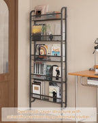 UMDONX Behind The Door Bathroom Shelf Narrow 5-Tier, Space-Saving Slim Storage Shelf Narrow Shelving Unit for Bathroom and Kitchen Black