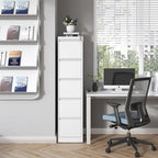 5 Drawer File Cabinet with Lock,Metal Vertical Filing Cabinets for Home Office,Heavy Duty File Storage Cabinet for Letter/Legal/A4/F4 Size File,Assembly Require (White, Vertical 5 Drawer)