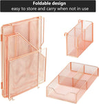 Topwey Rose Gold Desk Accessories, Office Supplies Desk Organizer Caddy with Sliding Drawer, Double Tray, File Organizer and pen holder for Home, Office School